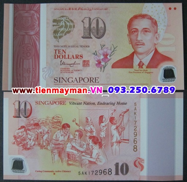 Tiền giấy Singapore 10 Dollar 2015 UNC polymer - Bất kể chủng tộc, ngôn ngữ, tôn