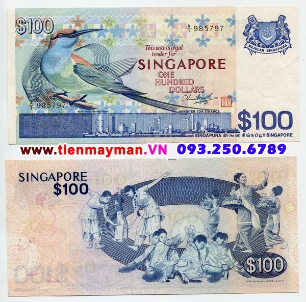 Tiền giấy Singapore 100 Dollar 1977 UNC