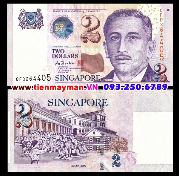 Tiền giấy Singapore 2 Dollar 1999 UNC