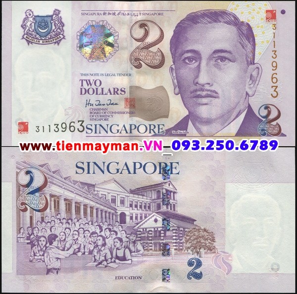 Tiền giấy Singapore 2 Dollar 2000 UNC