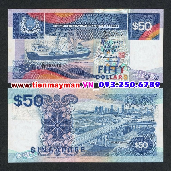 Tiền giấy Singapore 50 Dollar 1987 UNC