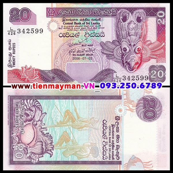 Tiền giấy Sri Lanka 20 Rupees 2006 UNC