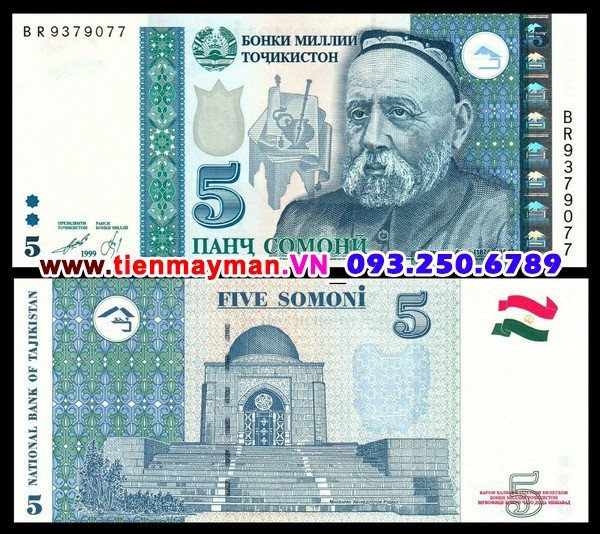 Tiền giấy Tajikistan 5 Somoni 1999 UNC