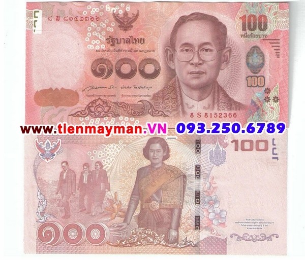 Tiền giấy Thailand 100 Baht 2015 UNC