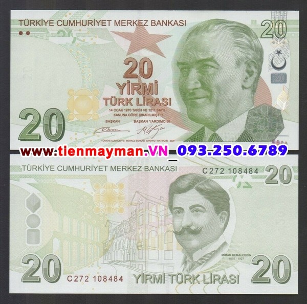 Tiền giấy Thổ Nhĩ Kỳ 20 Lira 2009 UNC