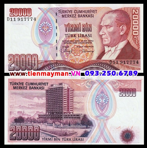 Tiền giấy Thổ Nhĩ Kỳ 20000 Lira 1995 UNC