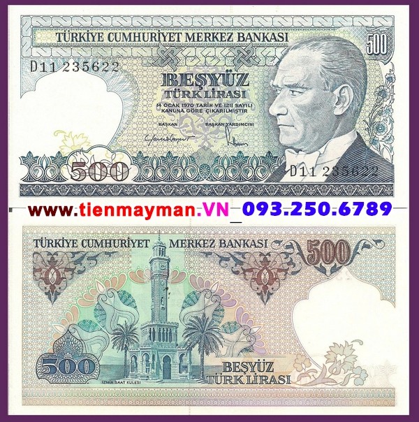 Tiền giấy Thổ Nhĩ Kỳ 500 Lira 1984 UNC