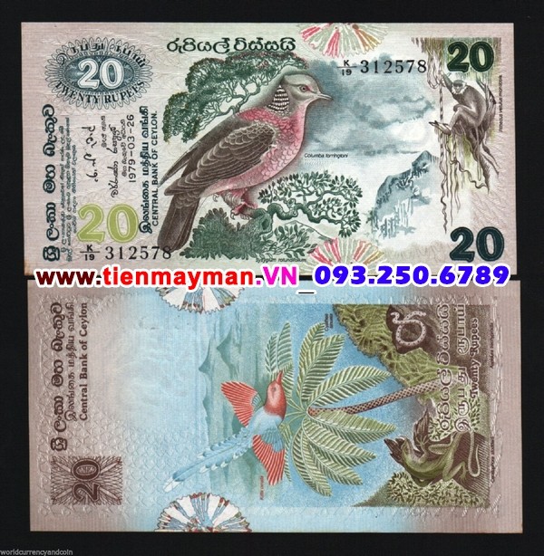 Tiền giấy Sri Lanka 20 Rupees 1979 UNC