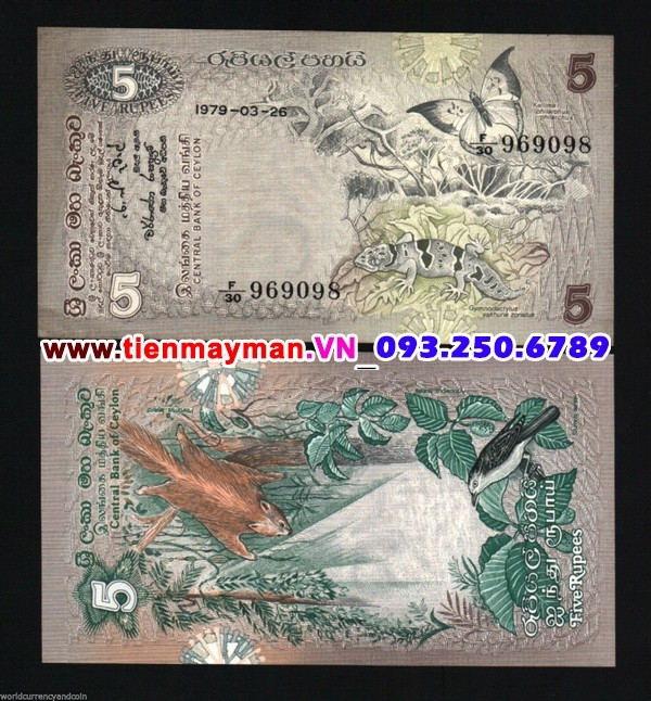 Tiền giấy Sri Lanka 5 Rupees 1979 UNC