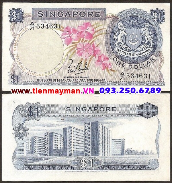 Tiền giấy Singapore 1 Dollar 1967 UNC