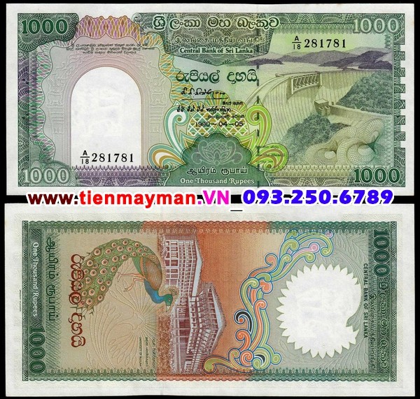 Tiền giấy Sri Lanka 1000 Rupees 1990 UNC