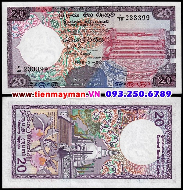 Tiền giấy Sri Lanka 20 Rupees 1985 UNC