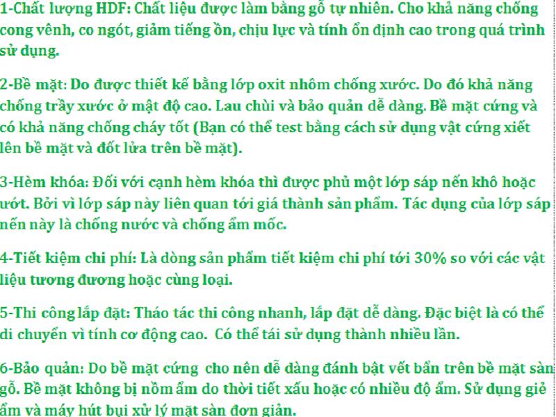 Đặc tính sàn gỗ vinasan v102