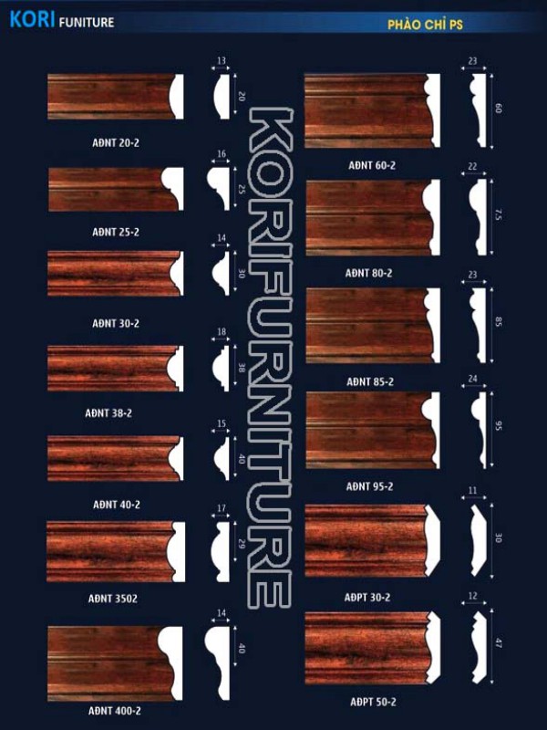 phào chỉ bằng nhựa chất liệu ps