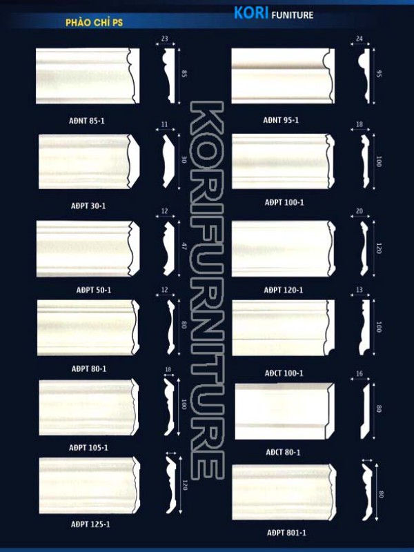 phào chỉ bằng nhựa chất liệu PU