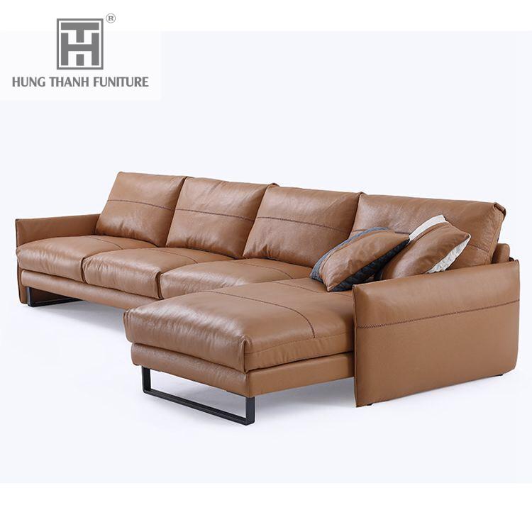 Sofa Bọc Da Bò Cao Cấp Phong Cách Ý HTHD017