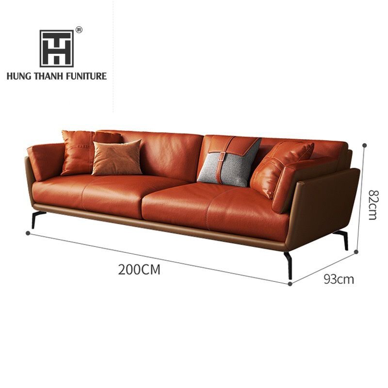 Sofa Bọc Da Bò Cao Cấp Phong Cách Ý HTHD014