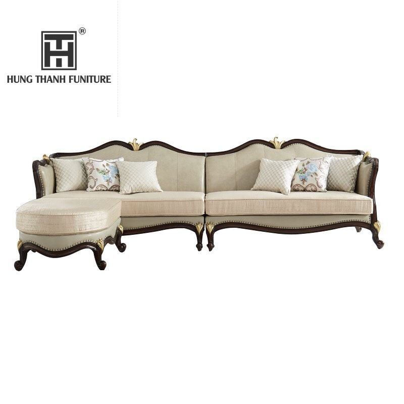 Sofa Da Bò Nhập Khẩu Cao Cấp Phong Cách Bán Cổ Điển