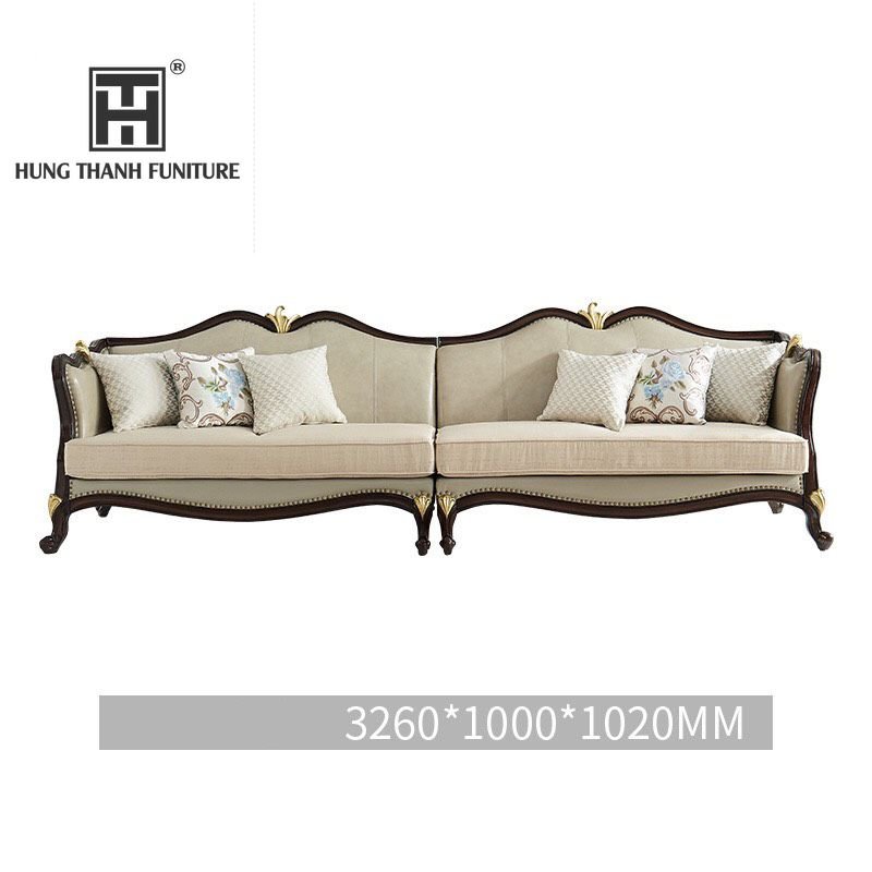 Sofa Da Bò Nhập Khẩu Cao Cấp Phong Cách Bán Cổ Điển