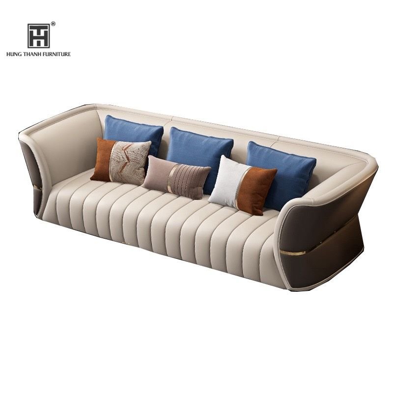 Sofa Bọc Da Bò Cao Cấp Phong Cách Ý HTHD011