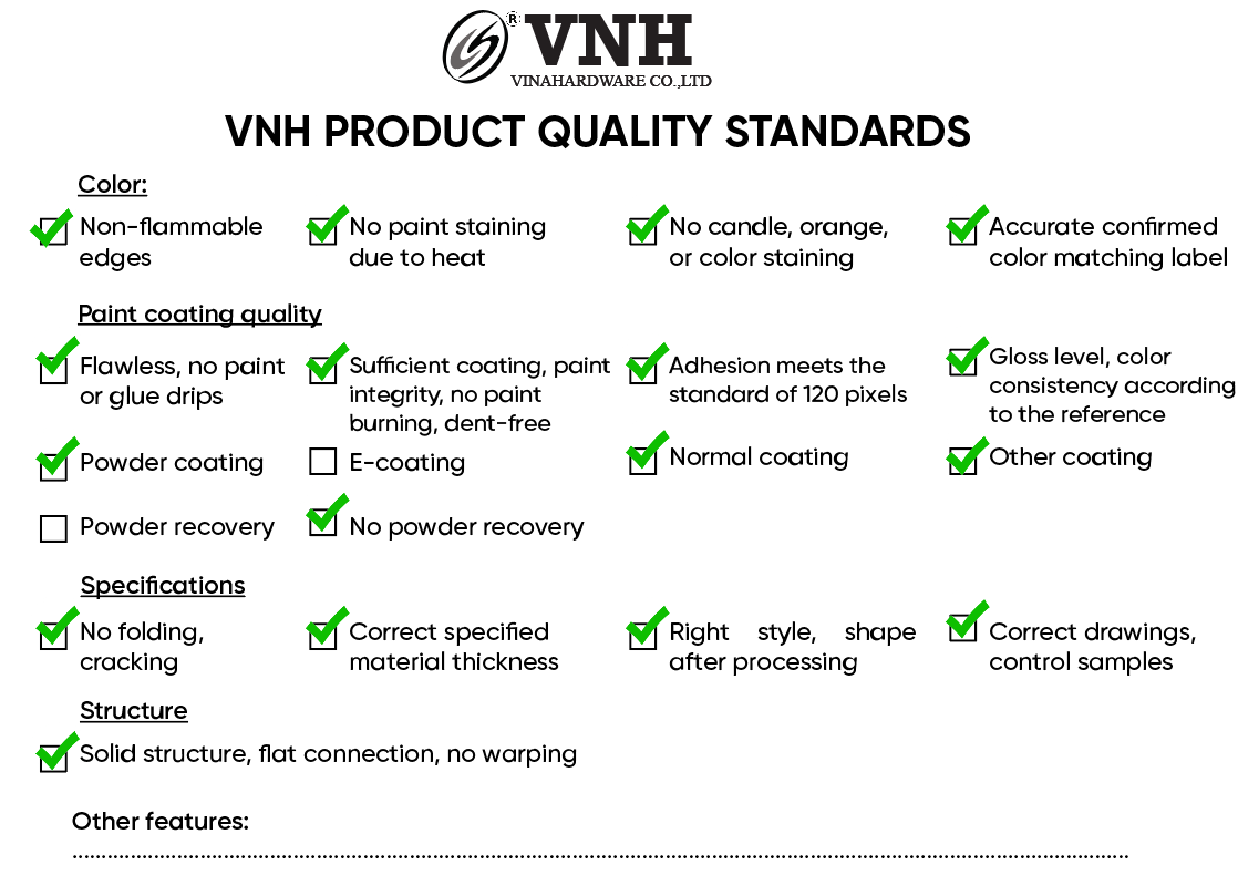 Vinahardware product quality standards