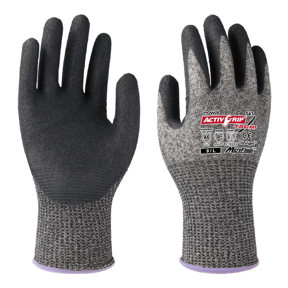 Găng tay chống cắt ANSI/ISEA A6, Cut F ISO level Towa ActivGrip Tachi 547 - Highest Cut Resistance with Durability and Flexibility