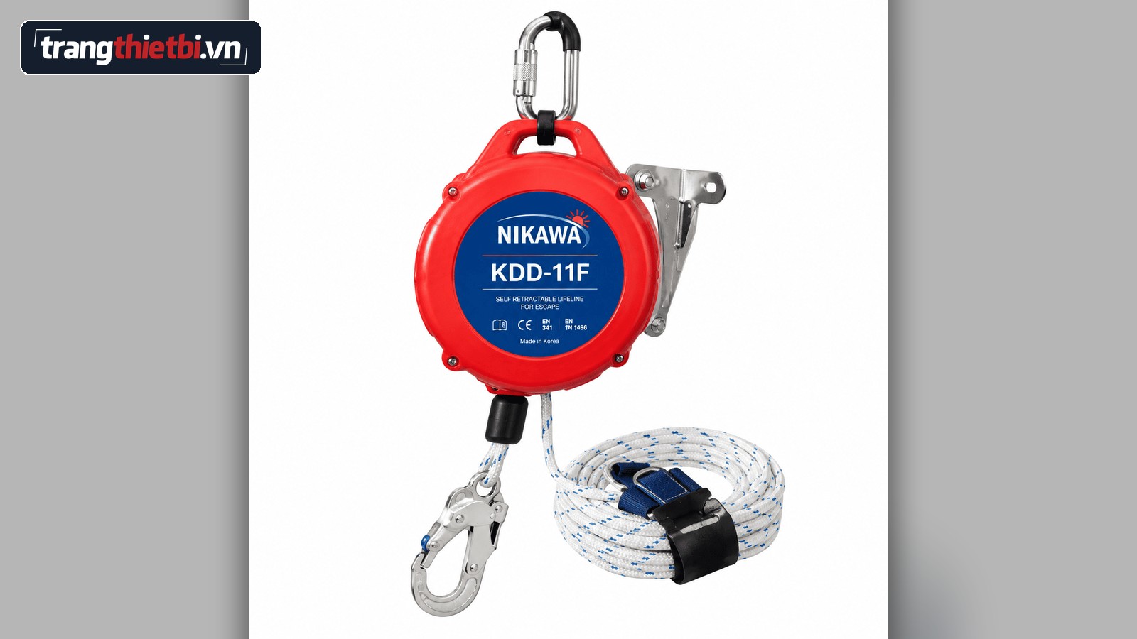 Thiết bị dây cứu hộ tự rút Nikawa KDD-11F hộp đỏ chuyên dụng thoát hiểm tòa nhà cao tầng