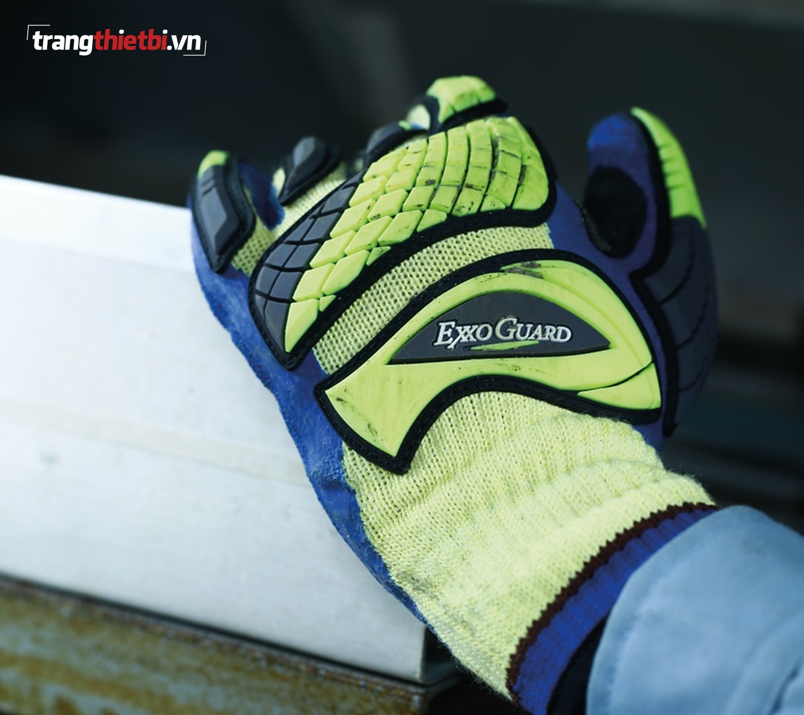 Găng tay chống va đập chống cắt Exxoguard EG3-351 1P Towa Nhật Bản sợi Kevlar lõi thép phủ Nitrile