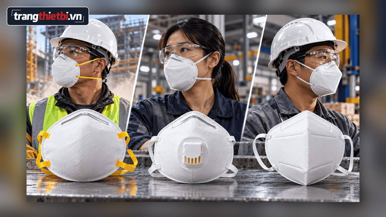 tổng hợp và so sánh các loại khẩu trang bảo hộ lao động công nghiệp có van thở và không van thở phục vụ nhà xưởng và xây dựng