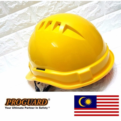 Mũ bảo hộ lao động Proguard màu vàng có lỗ thông khí sản xuất tại Malaysia