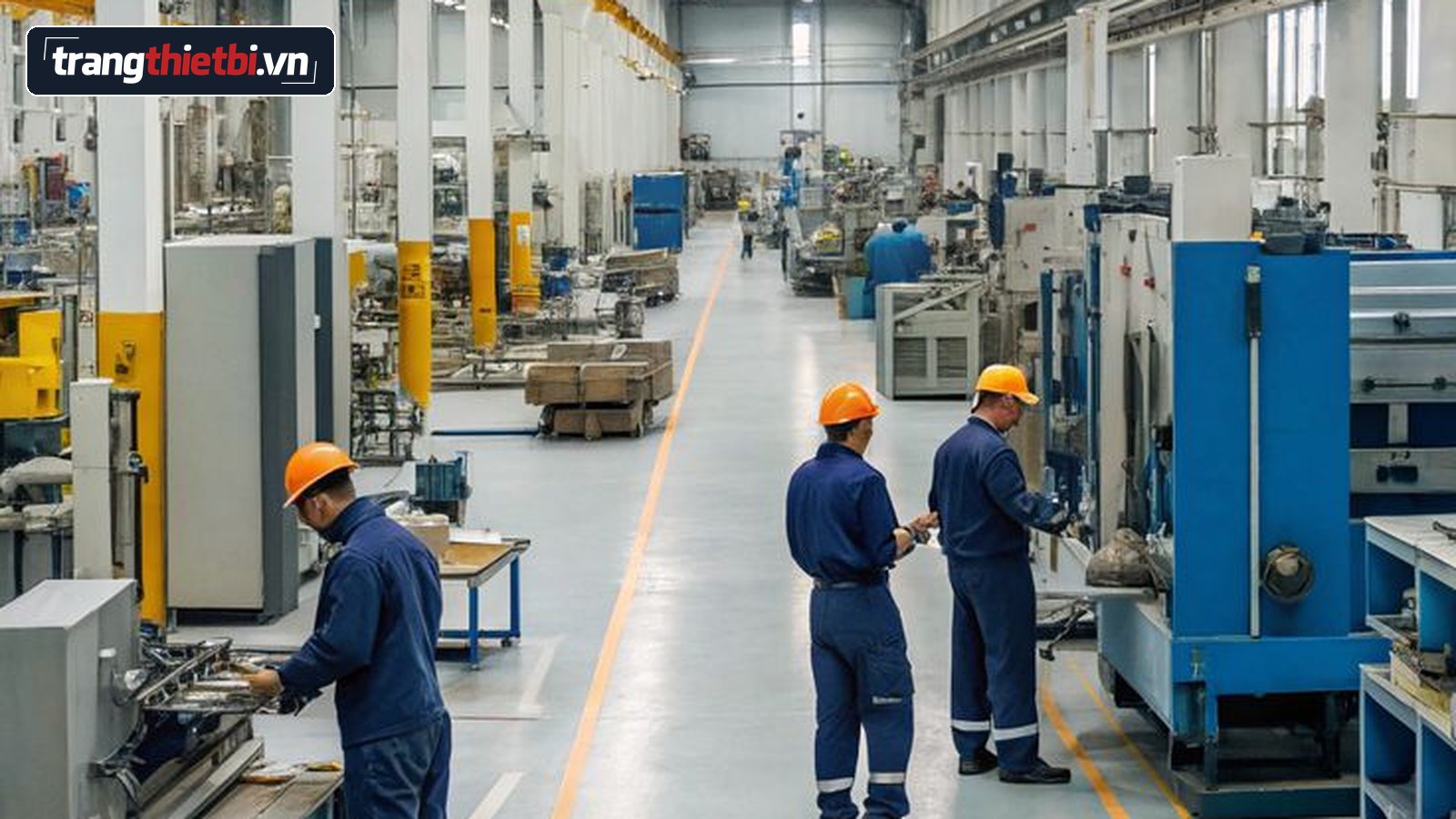 Công nhân và kỹ sư vận hành bảo trì hệ thống máy móc trong xưởng sản xuất nhà máy