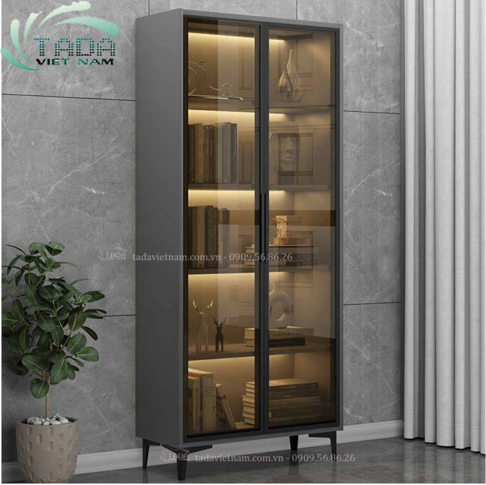 TỦ RƯỢU KẾT HỢP LED KHUNG GỖ CÁNH KÍNH PHÒNG KHÁCH SANG TRỌNG TDTR6
