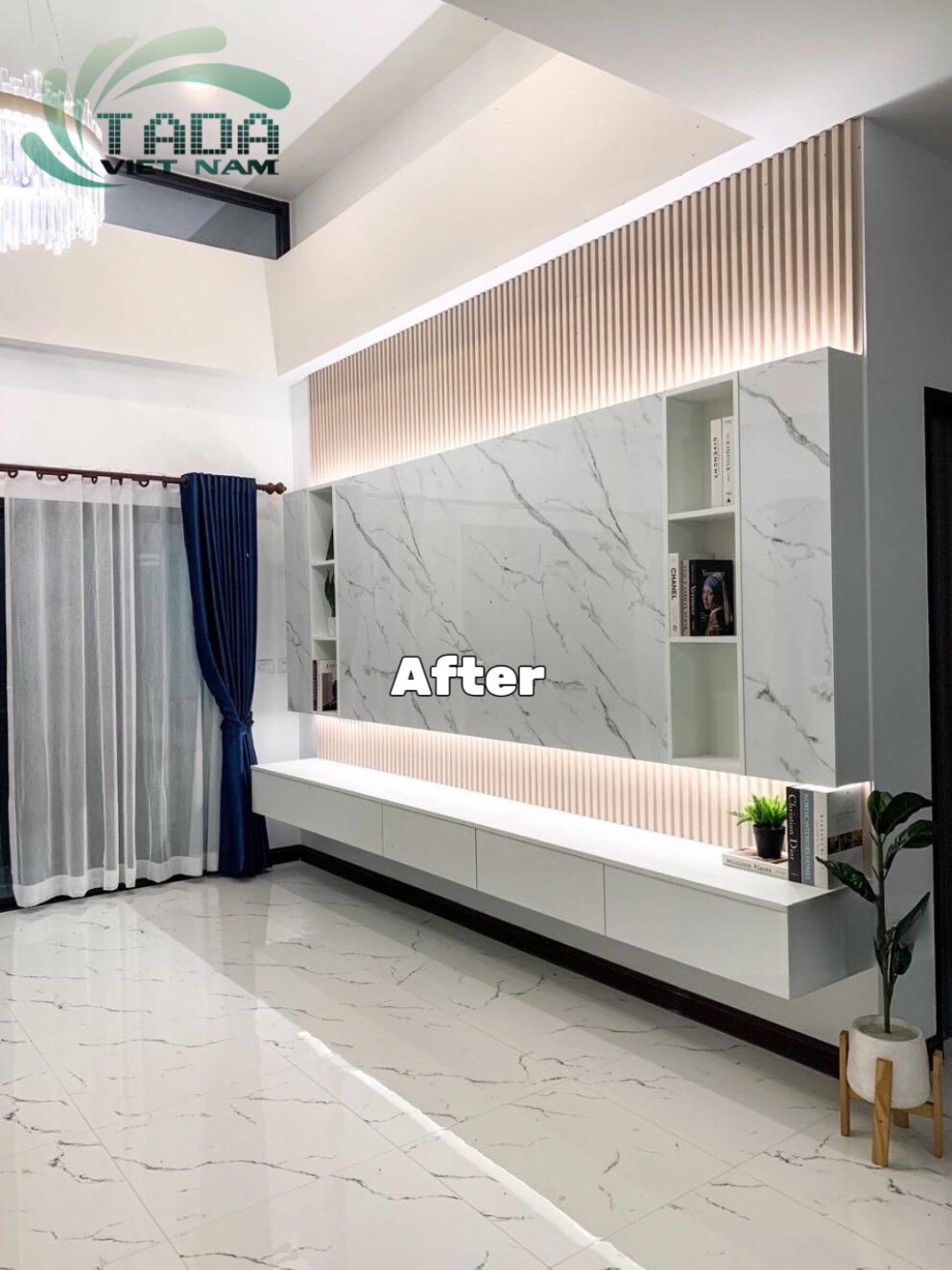 Tổng hợp hình ảnh trước và sau khi hoàn thiện Kệ Tivi kết hợp mảng tường của TaDa Việt Nam