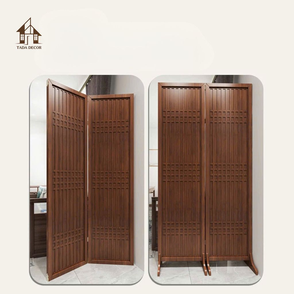 Chi tiết vách bình phong trơn VBP918 với bề mặt gỗ melamine cao cấp chống ẩm