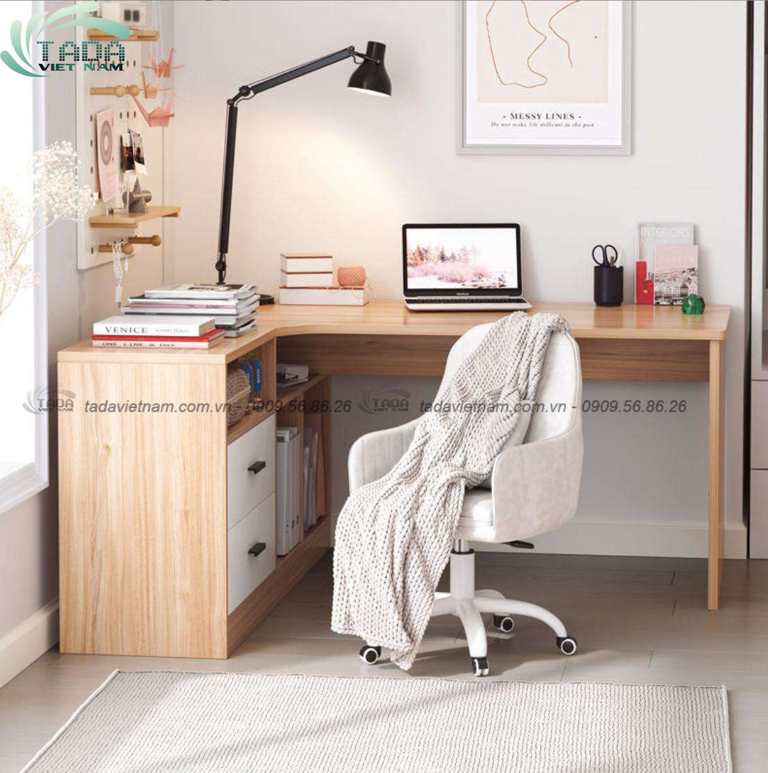 Bàn học kết hợp học tủ ,chất liệu gỗ MDF thương hiệu TADA VIỆT NAM- TDBH19