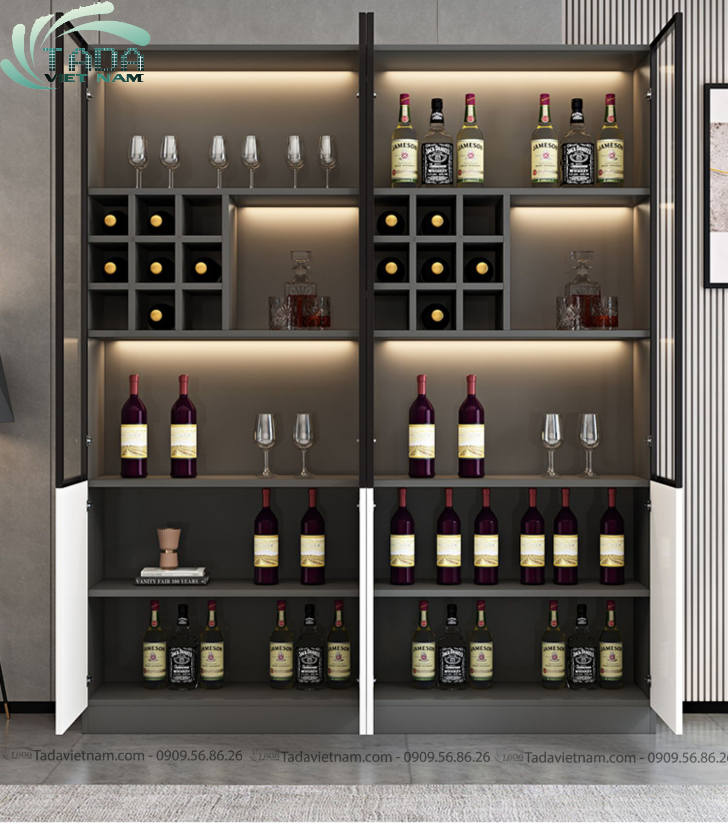 Tủ rượu đẹp phòng khách chất liệu gỗ MDF thương hiệu TADA- TDTR26