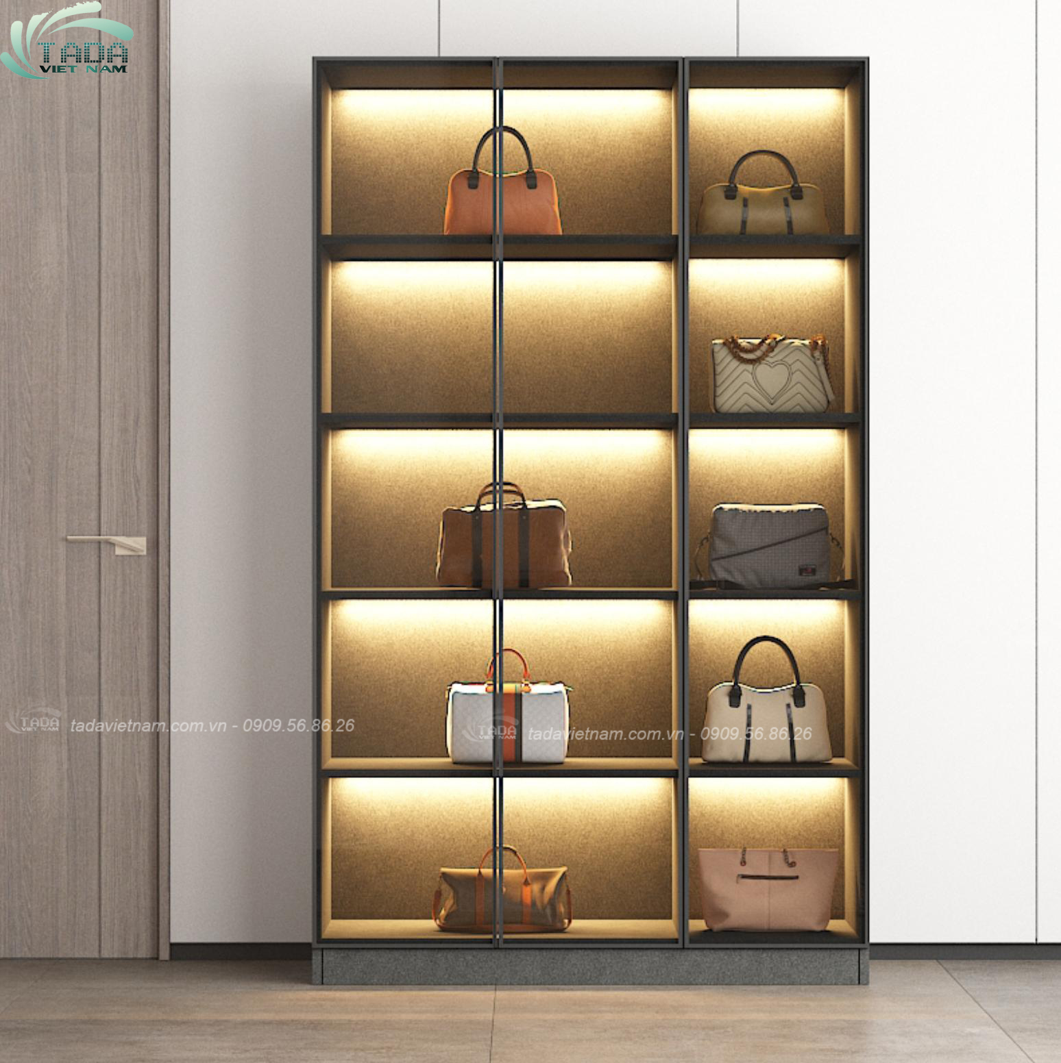 Tủ trưng bày phòng khách sang trọng, hiện đại chất liệu gỗ MDF thương hiệu TADA- TTB5