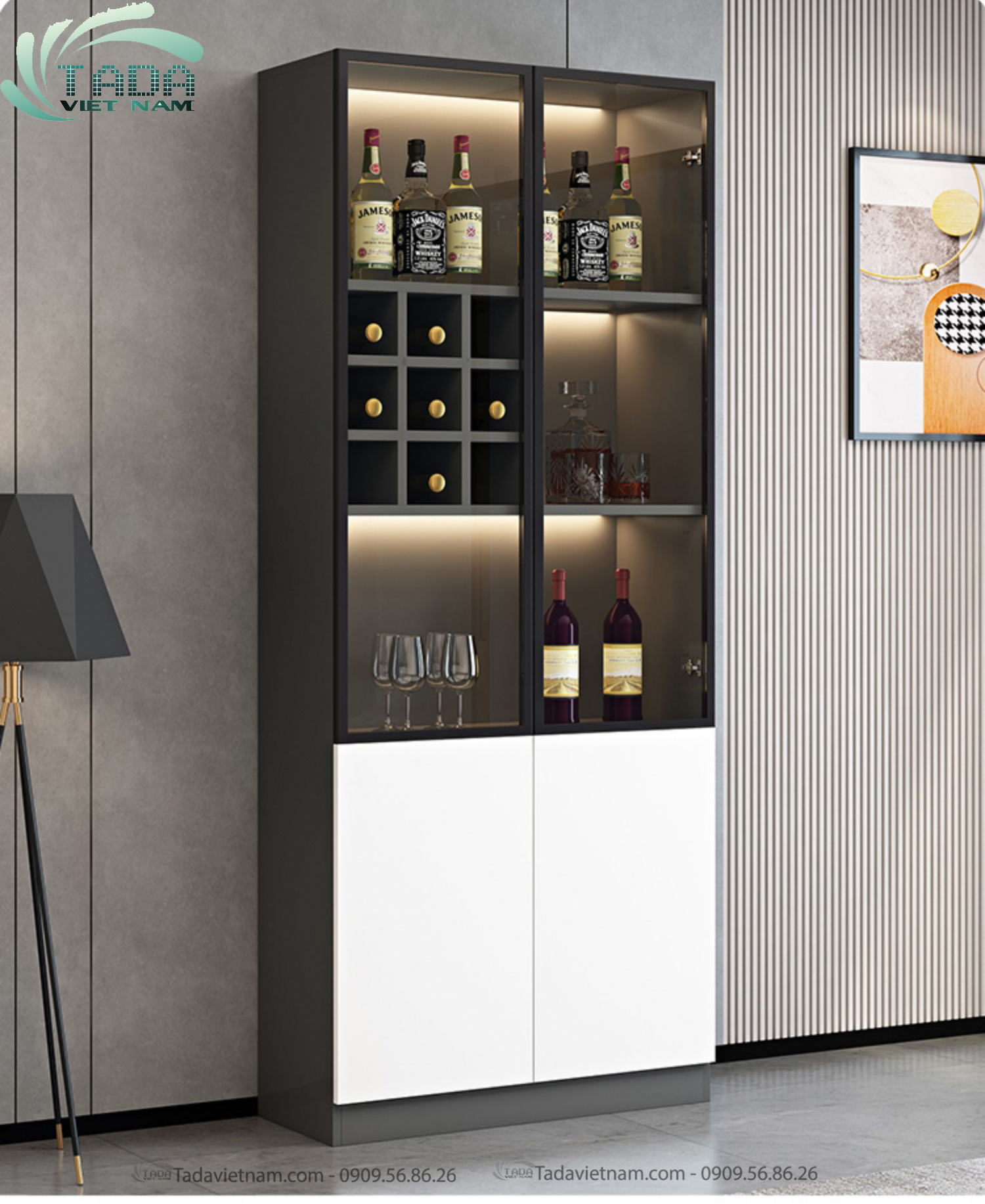 Tủ rượu đẹp phòng khách chất liệu gỗ MDF thương hiệu TADA- TDTR26