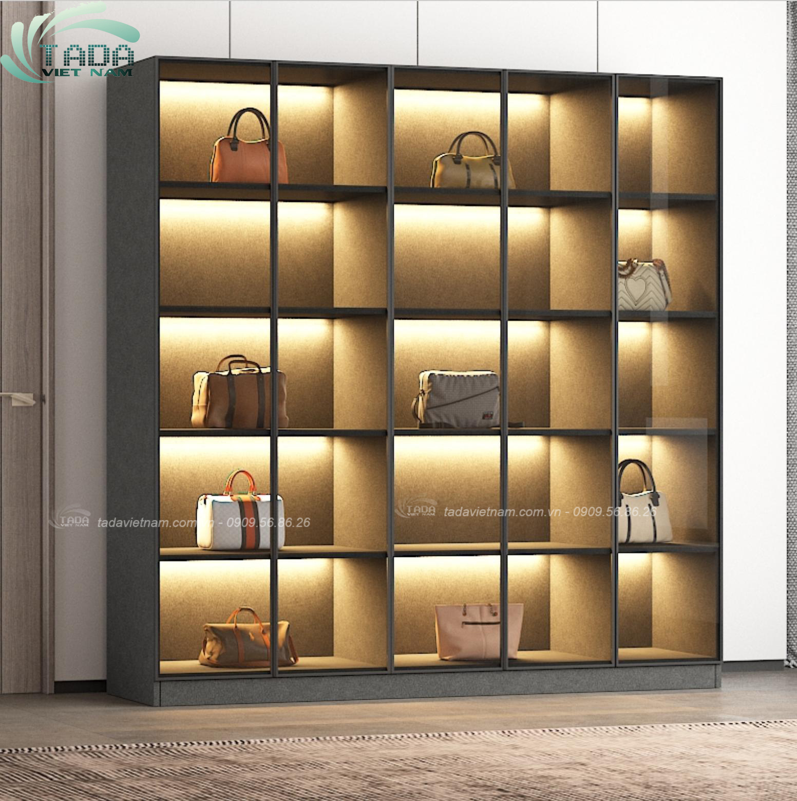 Tủ trưng bày phòng khách sang trọng, hiện đại chất liệu gỗ MDF thương hiệu TADA- TTB5