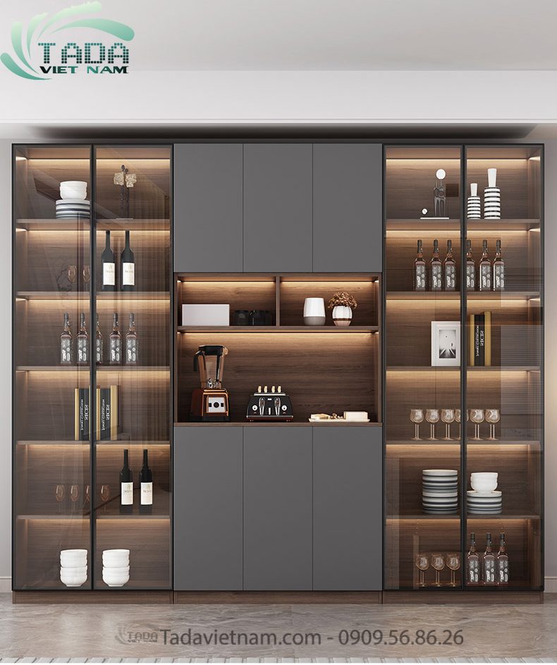 Tủ rượu đẹp phòng khách chất liệu gỗ MDF thương hiệu TADA- TDTR27