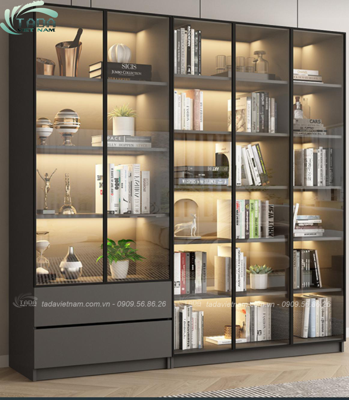 Tủ trưng bày  phòng khách sang trọng, hiện đại chất liệu gỗ MDF thương hiệu TADA- TTB4