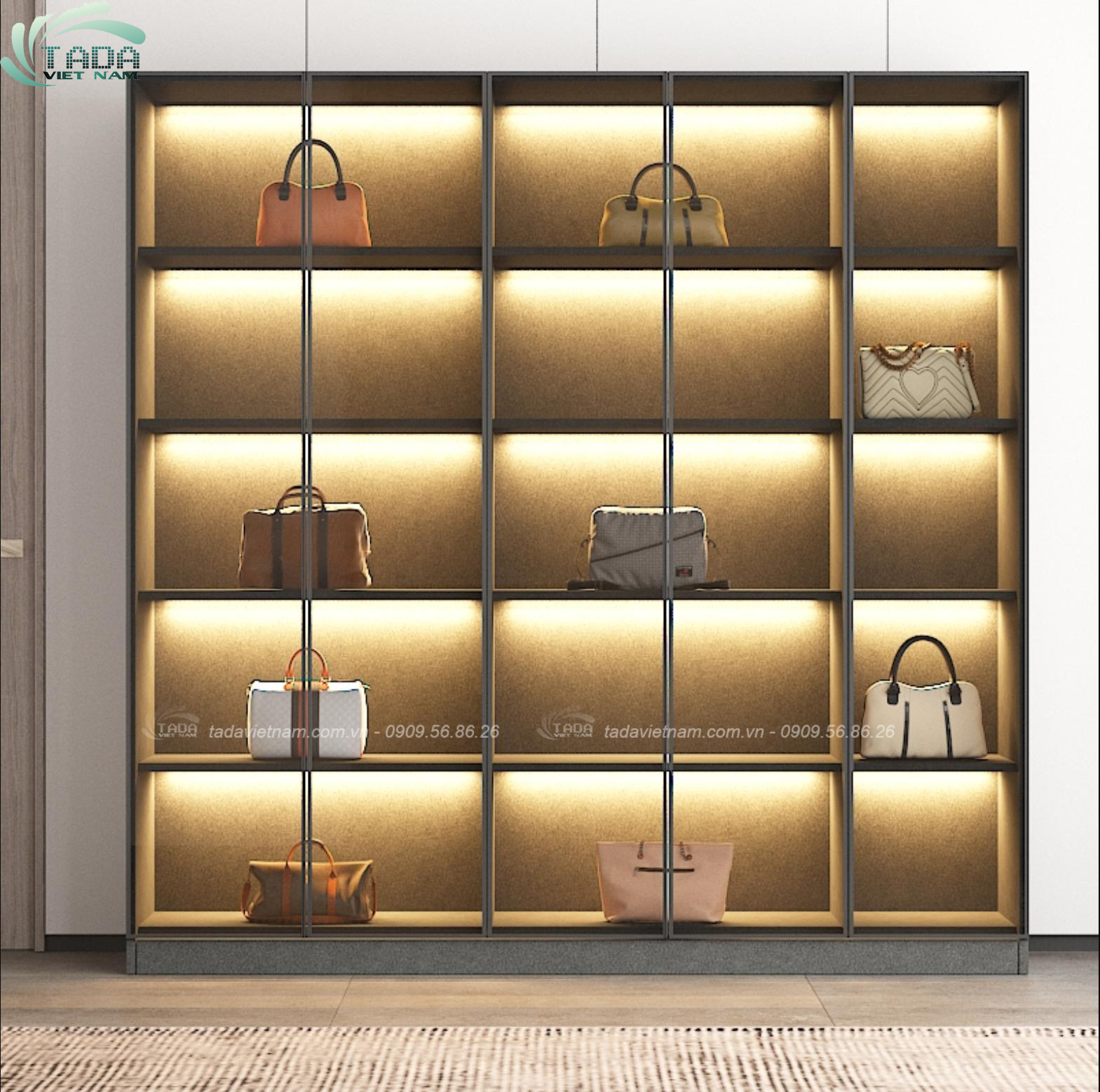 Tủ trưng bày phòng khách sang trọng, hiện đại chất liệu gỗ MDF thương hiệu TADA- TTB5