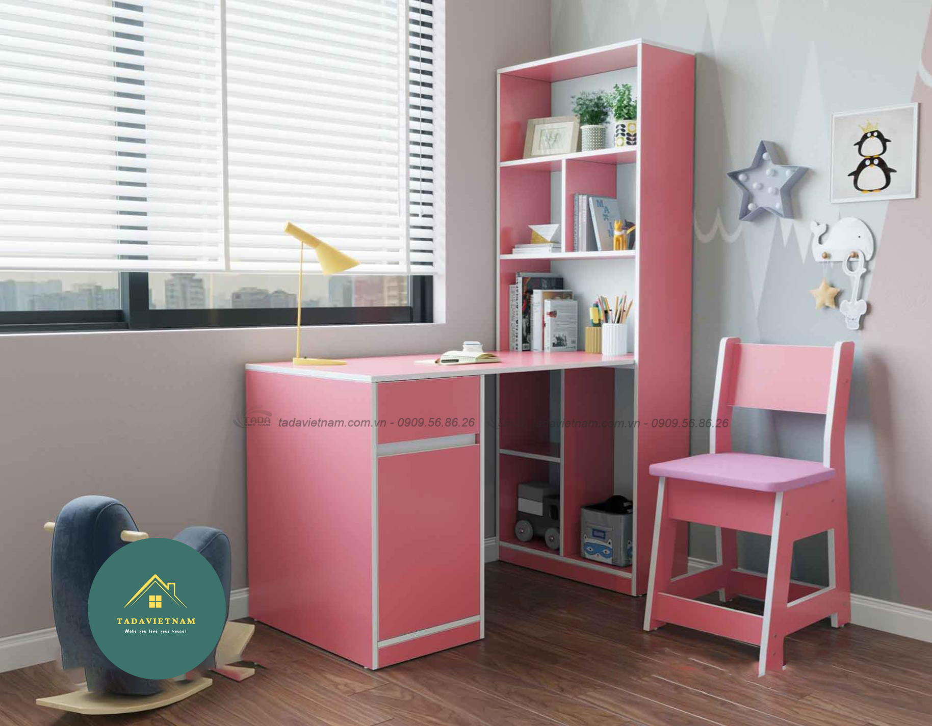 Bàn học giá sách đẹp ,chất liệu gỗ MDF thương hiệu TADA VIỆT NAM- TDBH23