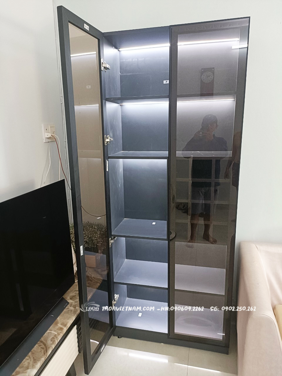 Tổng hợp tủ rượu 2 cánh bản khung nhôm kính cường lực