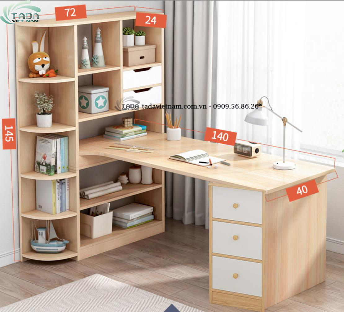 Bàn học giá sách ,sang trọng,chất liệu gỗ MDF thương hiệu TADA VIỆT NAM- TDBH14
