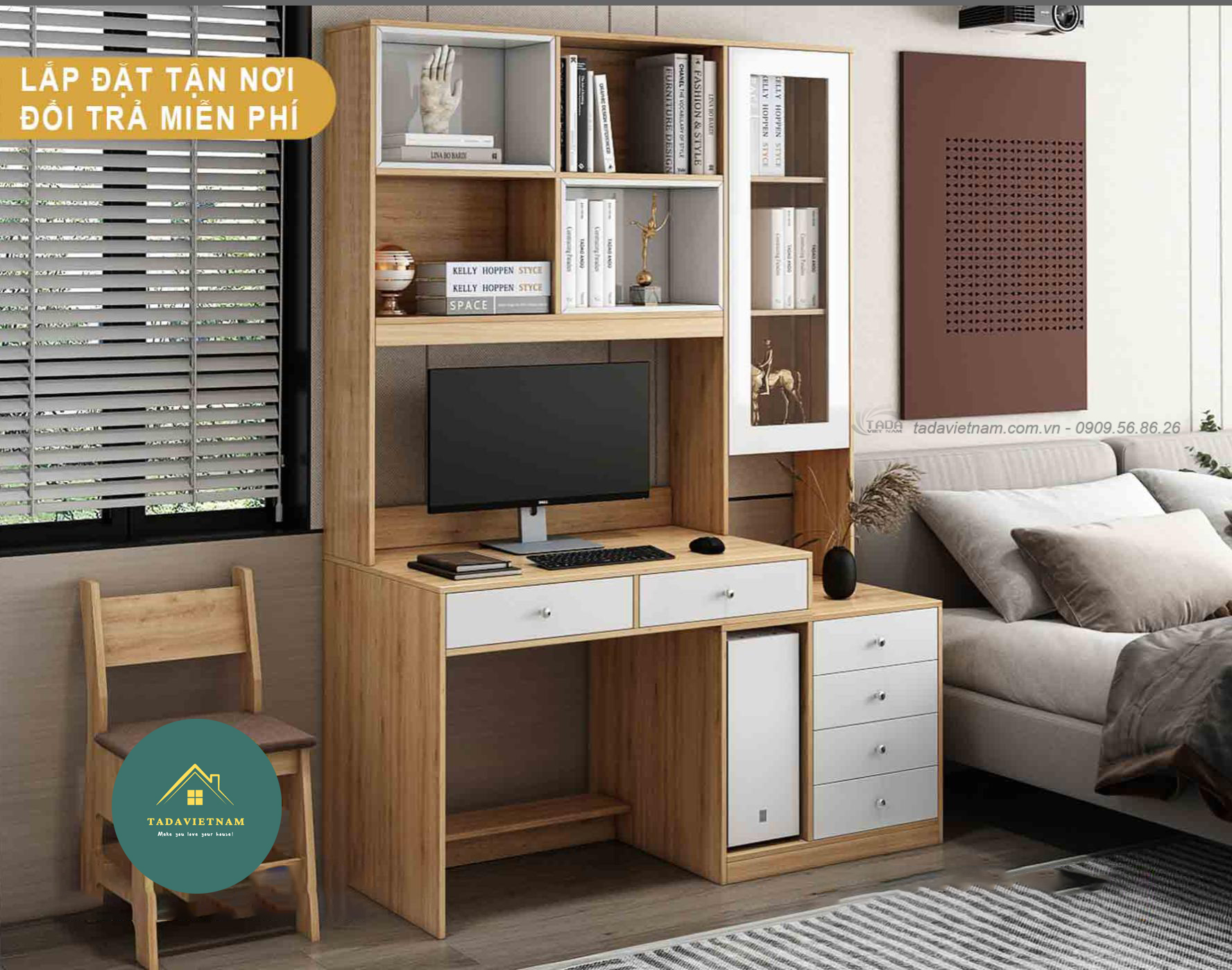 Bàn học ngăn kéo , bàn máy tính ,chất liệu gỗ MDF thương hiệu TADA VIỆT NAM- TDBH21