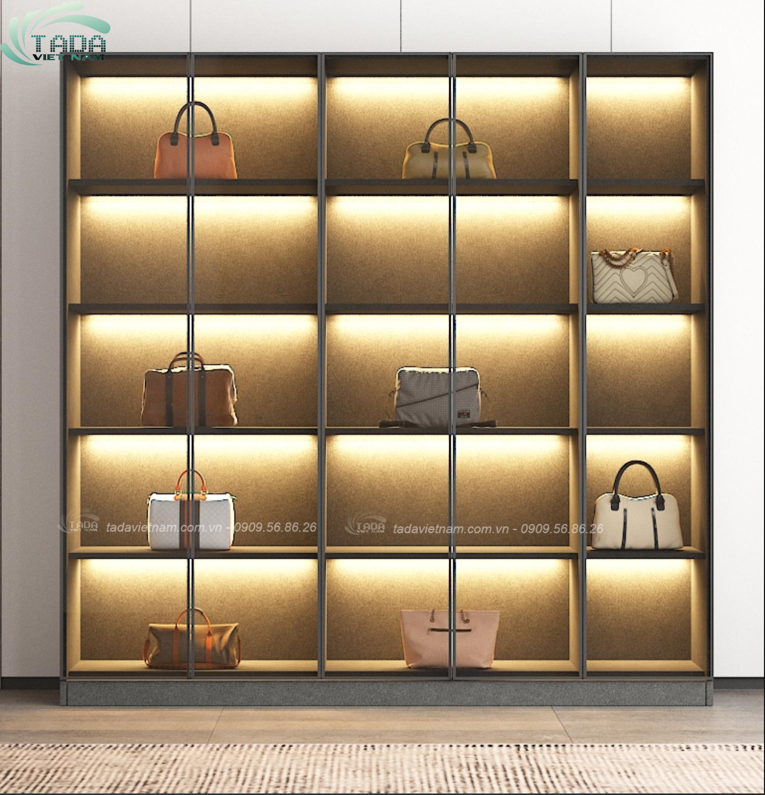 Tủ trưng bày phòng khách sang trọng, hiện đại chất liệu gỗ MDF thương hiệu TADA- TTB5