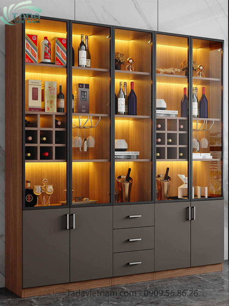 Tủ rượu đẹp phòng khách chất liệu gỗ MDF thương hiệu TADA- TDTR24