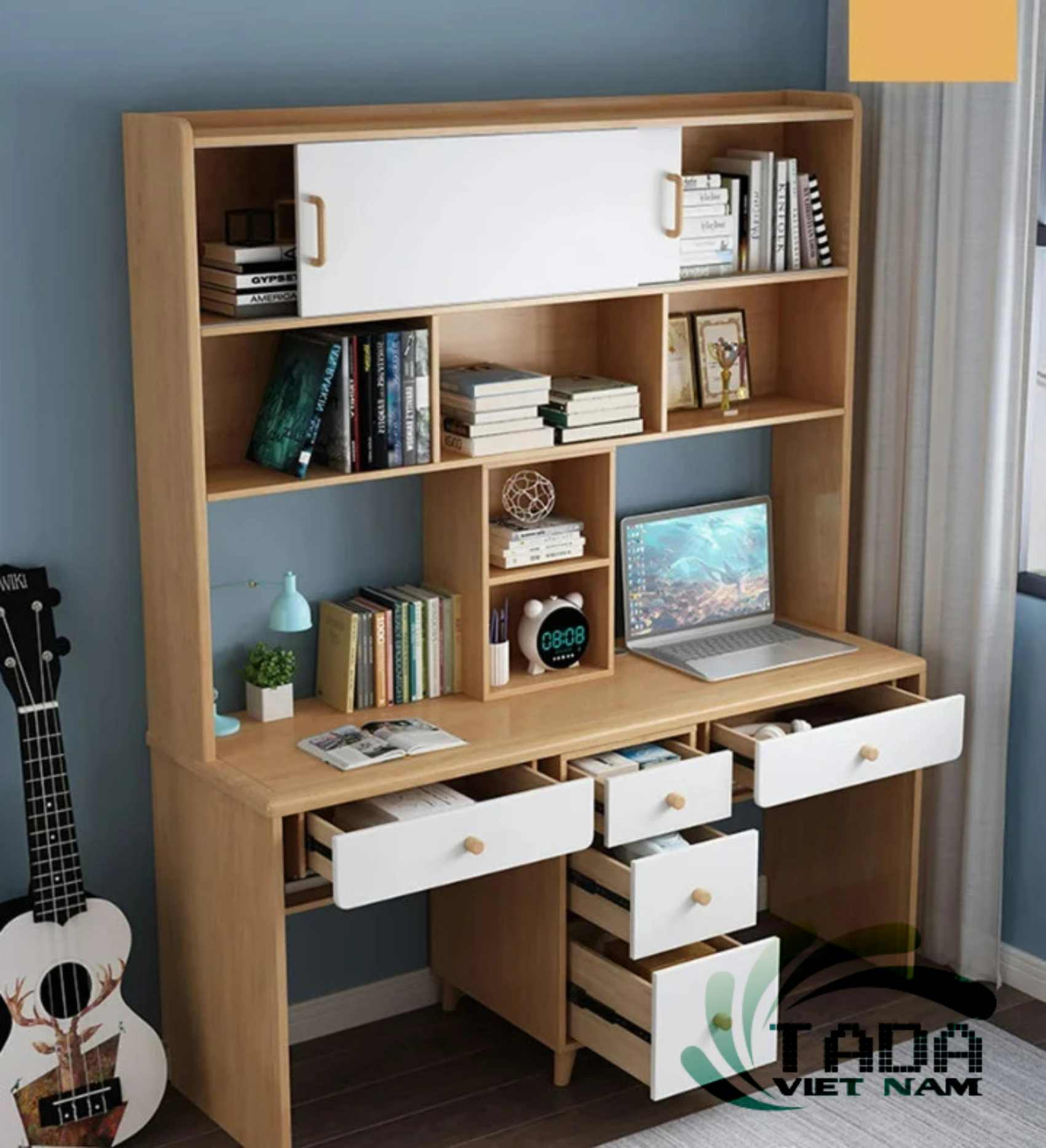 Bàn học kèm tủ sách BH1