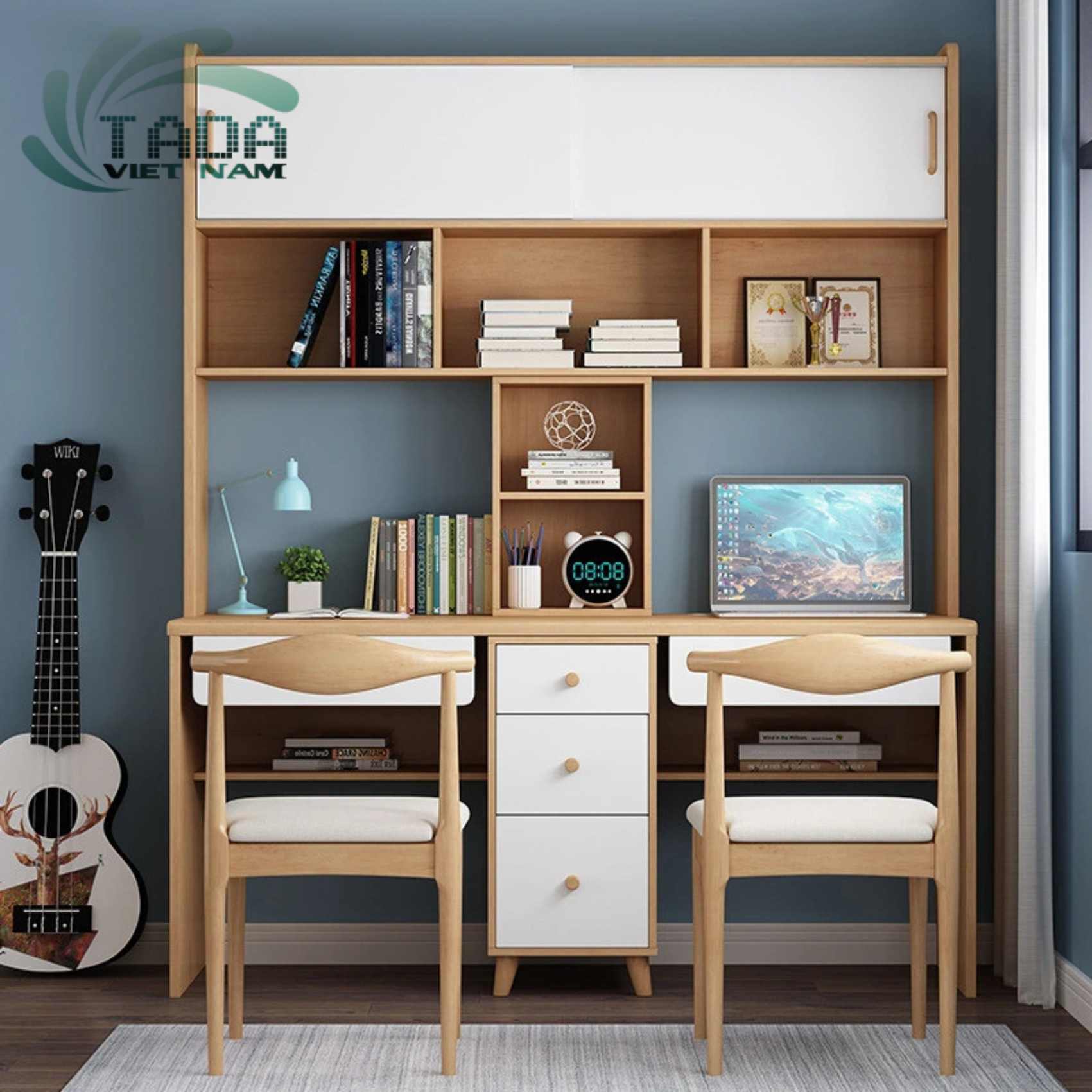 Bàn học kèm tủ sách BH1
